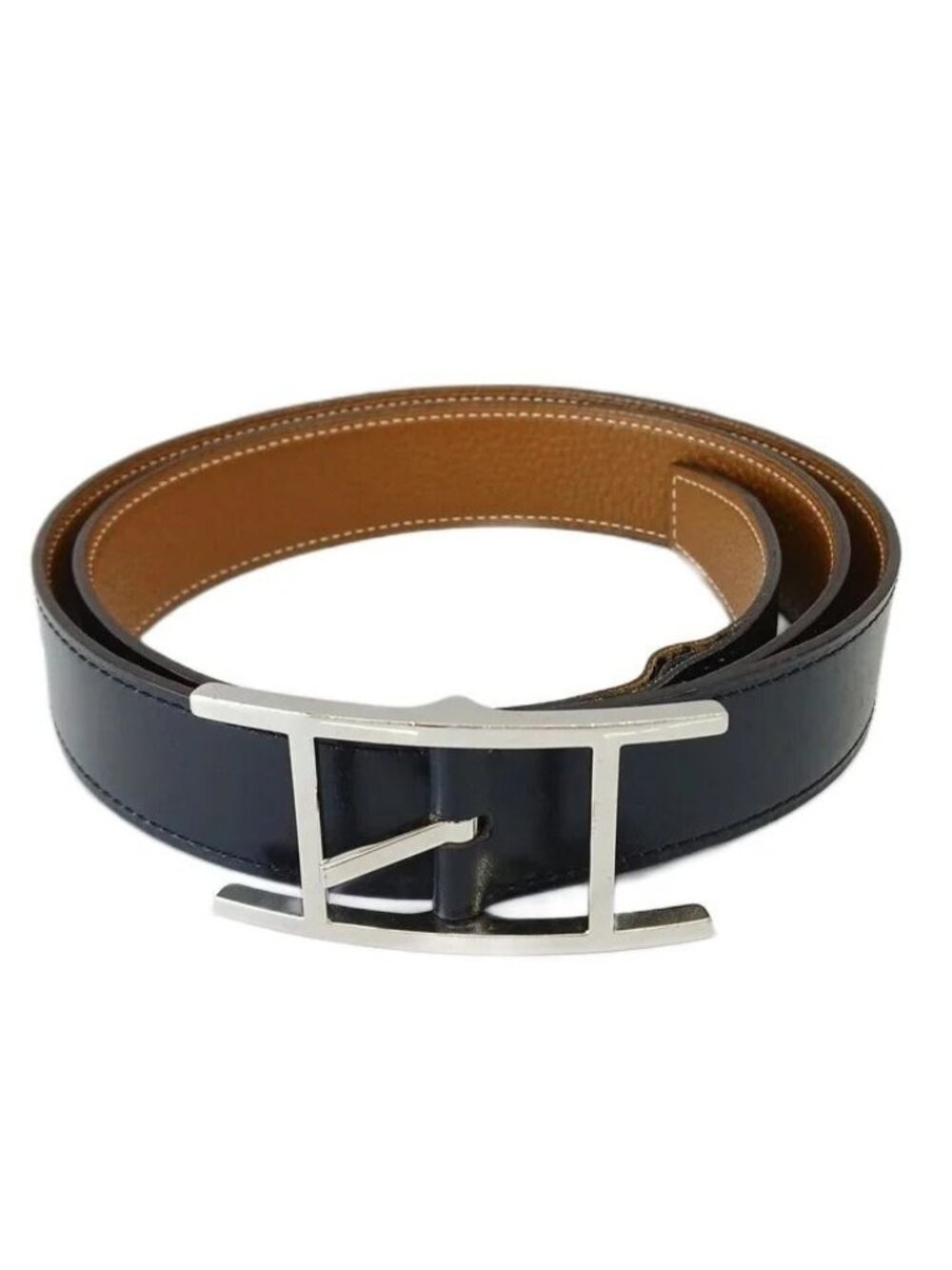 Hermes Hapi 3 Api 3 Belt H Logo Buckle Reversible Box Calf Togo Leather 95